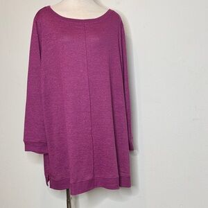 D&co. Active Size 3X Elegant Fuchsia Women's Crew Neck Sweater